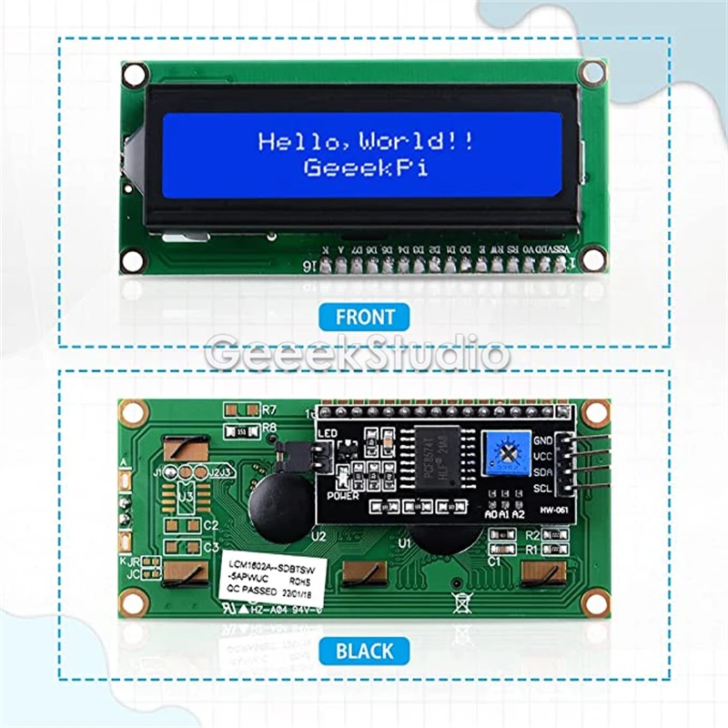 I2C 1602 Màn Hình Hiển Thị LCD Module 16X2 Nhân Vật Nối Tiếp Đèn Nền Xanh Màn Hình Cho Raspberry Pi Arduino STM32 Tự Làm Máy Làm Dự Án IoT