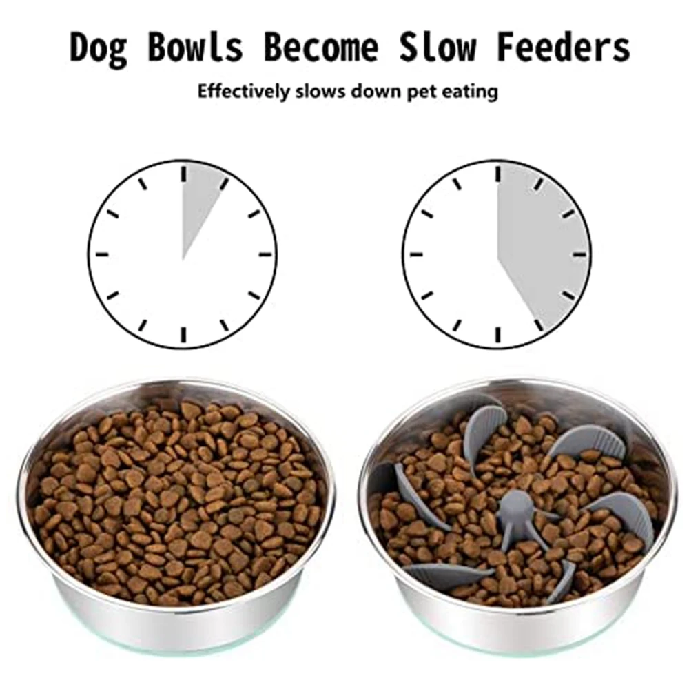 Y42A-Slow Feeder Dog Bowl Inserts Slow Eater Dog Bowl Suitable For Dogs Compatible With Regular And Elevated Dog Bowls