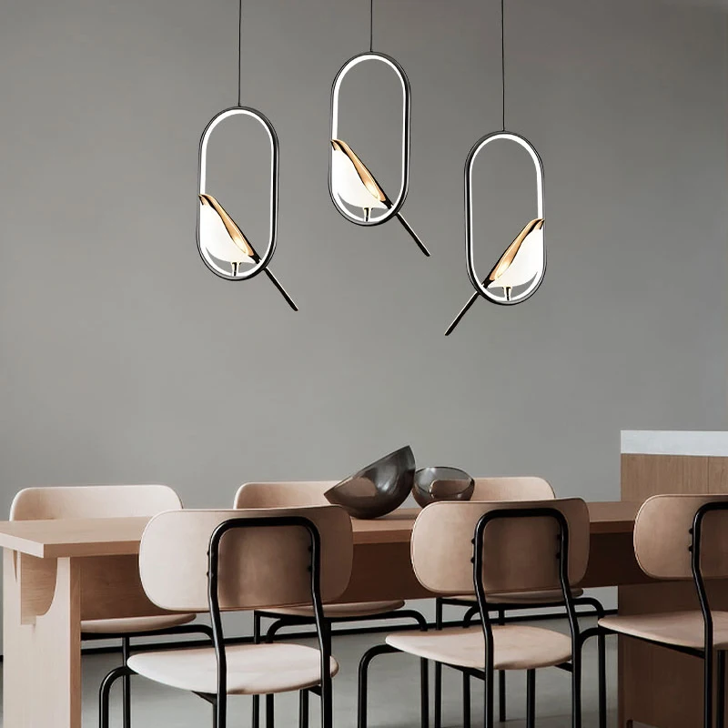 Rotatable Magpie Bird LED Chandelier Lamp Pendant Lighting Fixtures for Bedside Kitchen Gold Silver Suspended Hanging Lights
