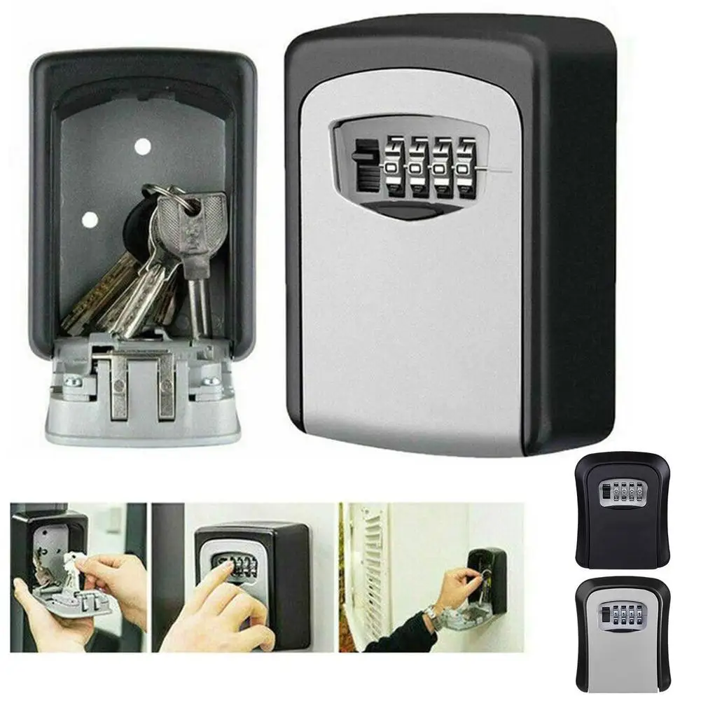 Key Lock Box 4 Digit Password ABS Security Anti-theft Durable Wall Mounted Password Key Box for Home or Office Key Safe Storage