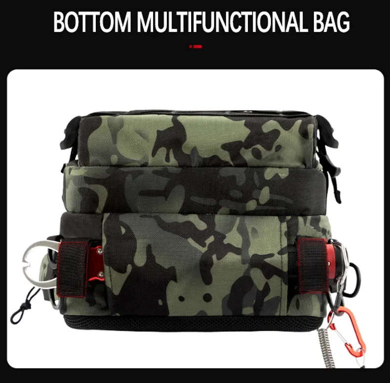 Angelrucksack Aufbewahrungstasche Herren Outdoor Schulter-Hängetasche für Angelköder und Ausrüstung mit Rutenhalter Camping Jagd – Detail 12