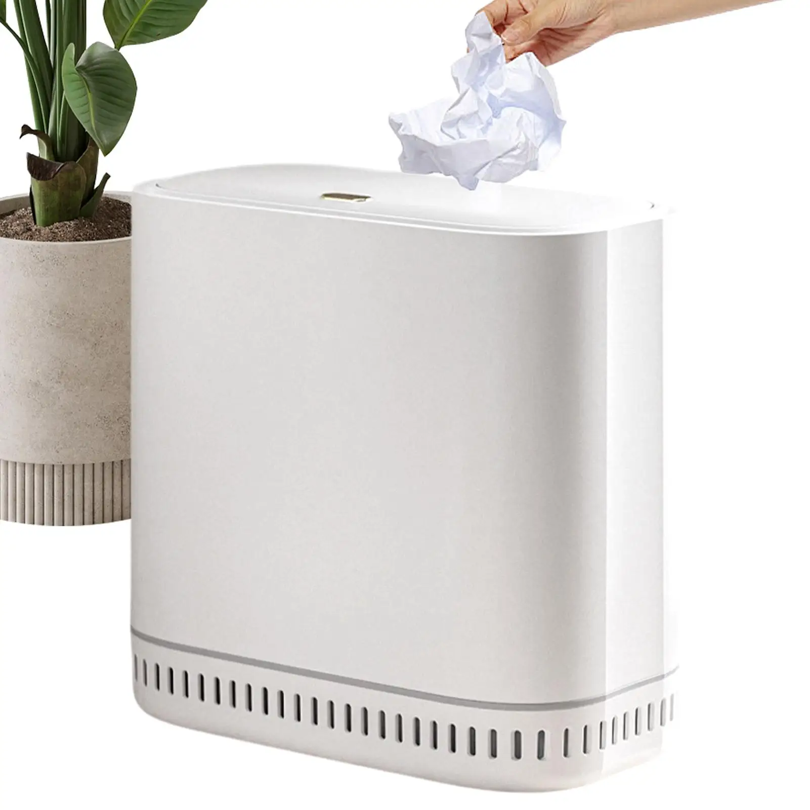 

Мусорный бак для ванной комнаты, мусорный бак для спальни с крышкой, вакуумный тонкий устойчивый к запахам корзина для мусора для туалета, дома под шкафом