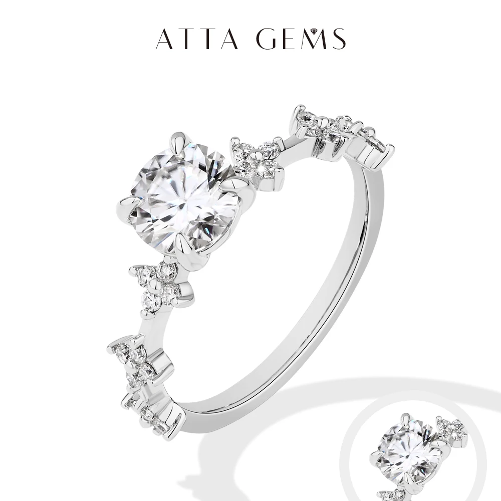 

ATTAGEMS New Moissanite Ring for Women Four claws s925 Silver Rings Yellow Gold Plated Classic Anniversary Jewelry Free Shipping