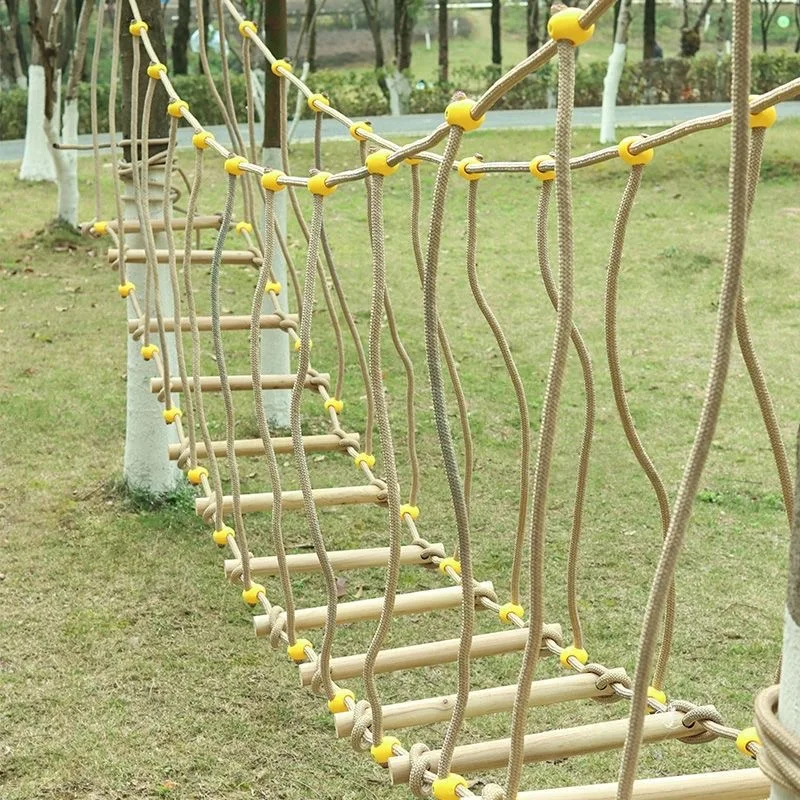 3m/5m Outdoor Polyester Rope Swing Ladder Children Playing Yard Garden Balance Training Wooden Step Ladder