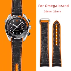 Curved end bracelet For Omega Seamaster 300 600 silicone watchband Speedmaster 8900 rubber men watch strap 20 22mm steel buckle