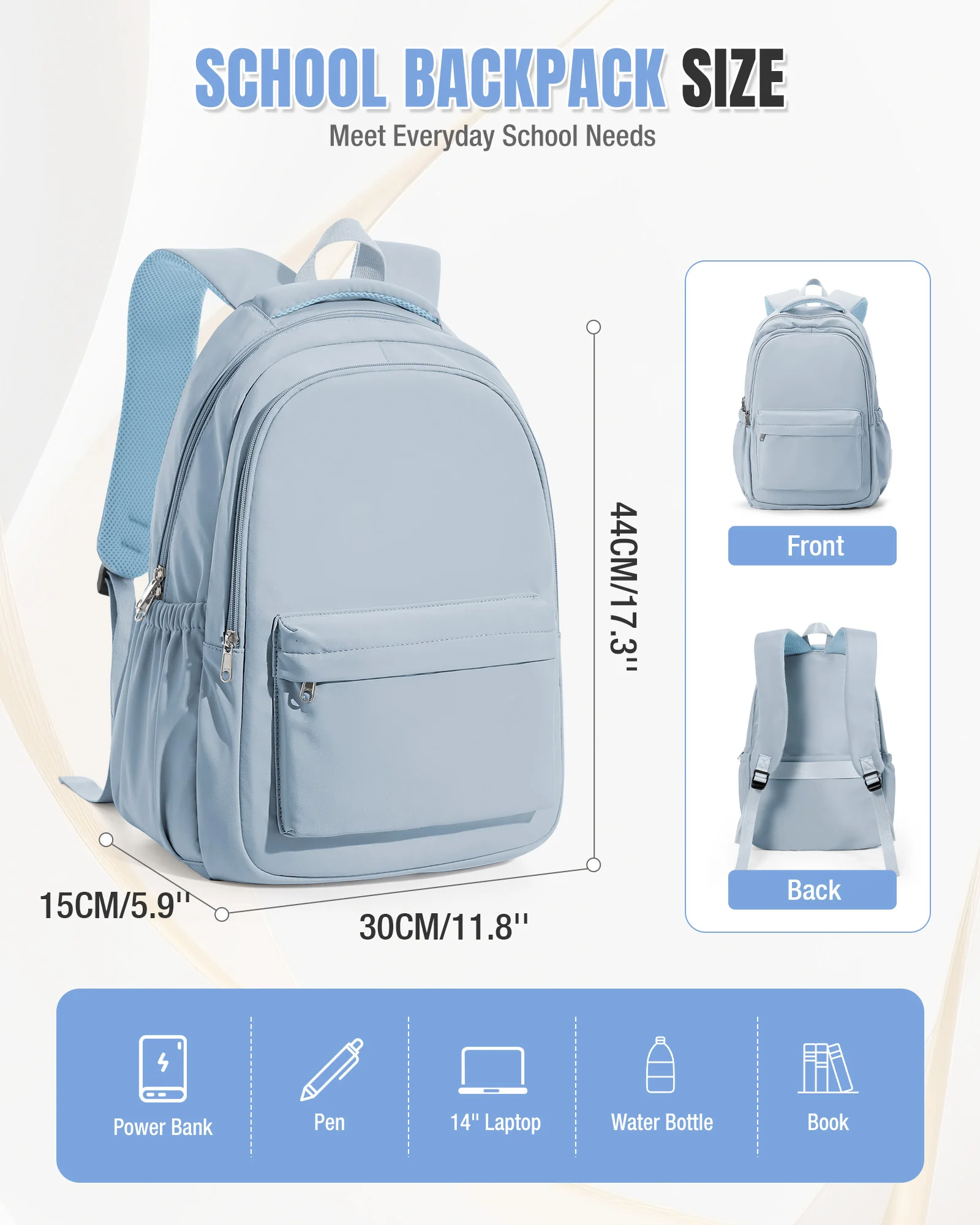 School Bag Lightweight Casual Daypack College Laptop Backpack for Men Women Water Resistant Travel Rucksack for Sports High