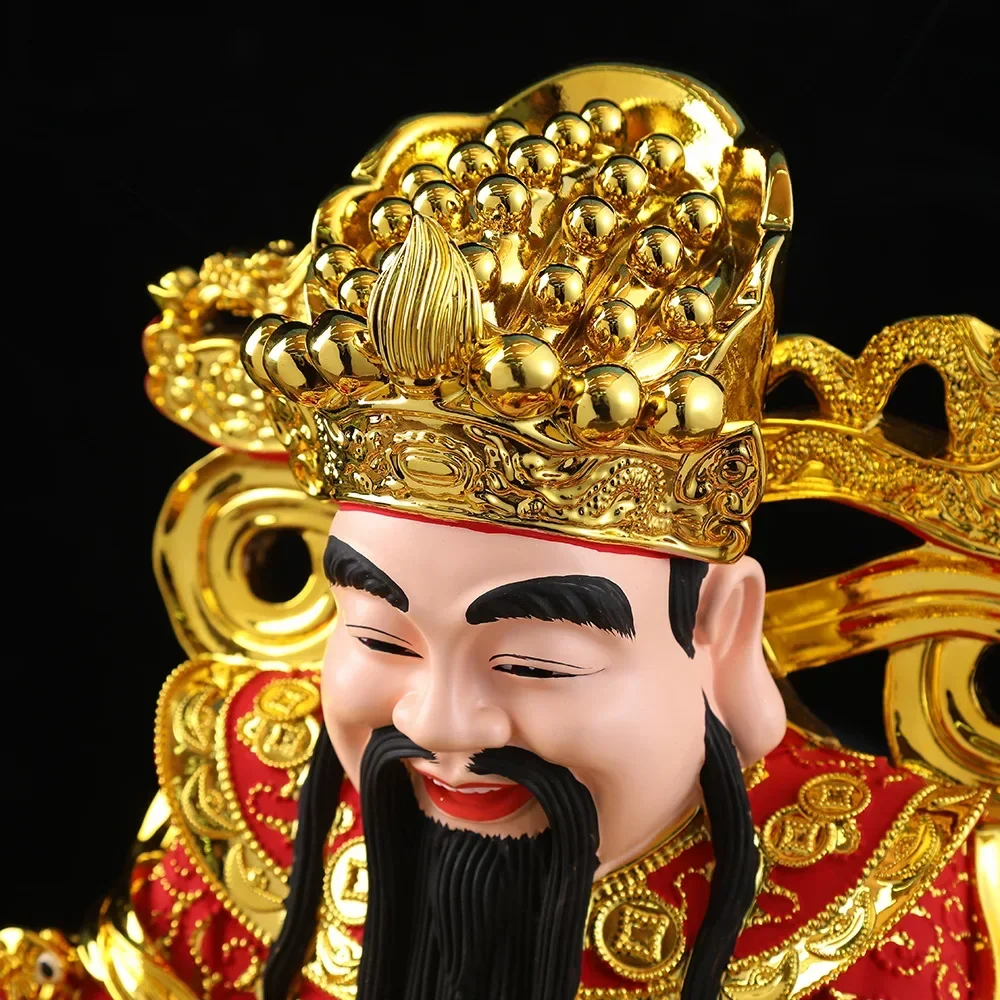 Feng Shui Yuanbao God of Fortune Buddha Statue, Attracts Wealth Home Offerings Resin Office Ornaments