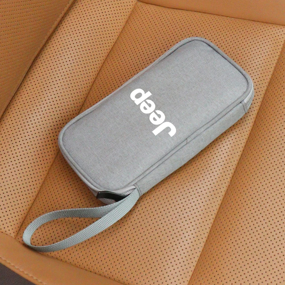 Multifunctional Car Storage Bag Phone Data USB Line Storage Pocket Auto Accessories For JEEP Renegade Patriot Weangler Cherokee