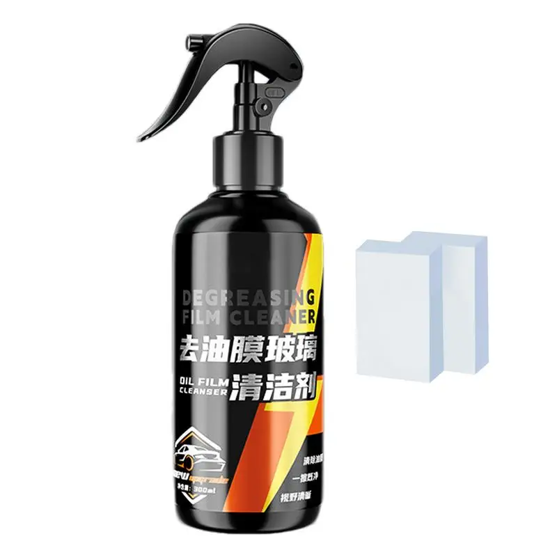 

Car Glass Oil Film Stain Removal Cleaner 300ml Oil Film Emulsion Glass Cleaner Nano Foam Deep Cleaning Cleaner Sponge Included