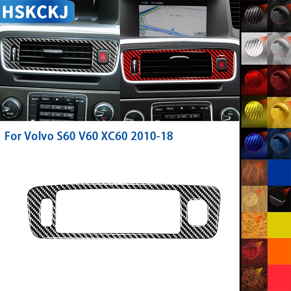 For Volvo S60 V60 2010-2018 Accessories Carbon Fiber Car Interior Central Console Air outlet Panel Cover Trim Sticker