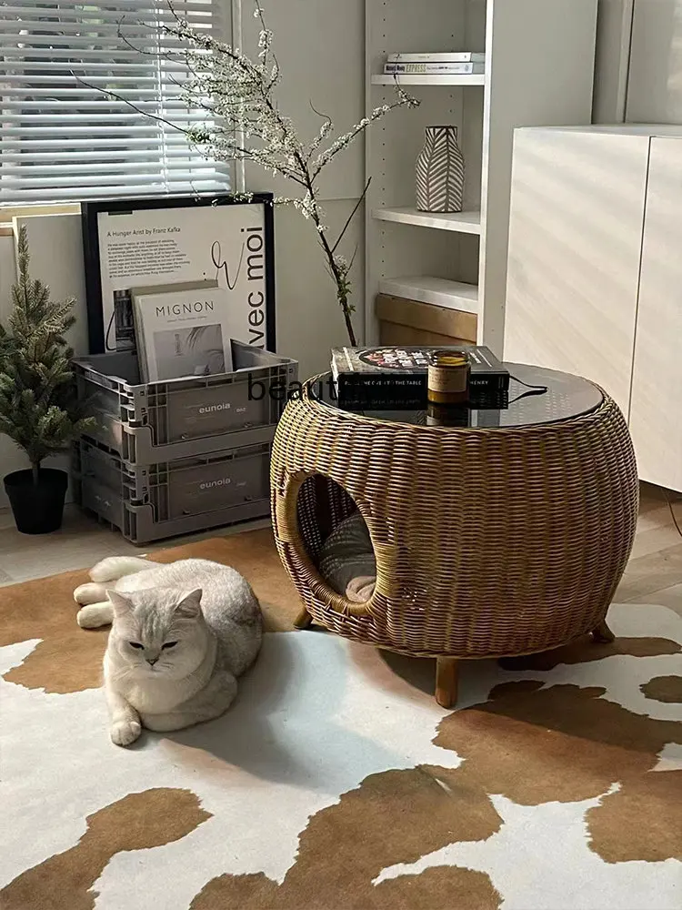 Indonesia Rattan Tea Table Tea Table round Cat Nest  Small round Table European Style Low Table Small Coffee Table with Sofa