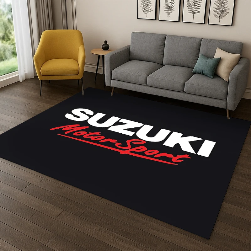 3D Retro S-Suzuki Racing Car MOTO  Carpet Rug for Home Living Room Bedroom Sofa Doormat Decor,Area Rug Non-slip Floor Mat Gift