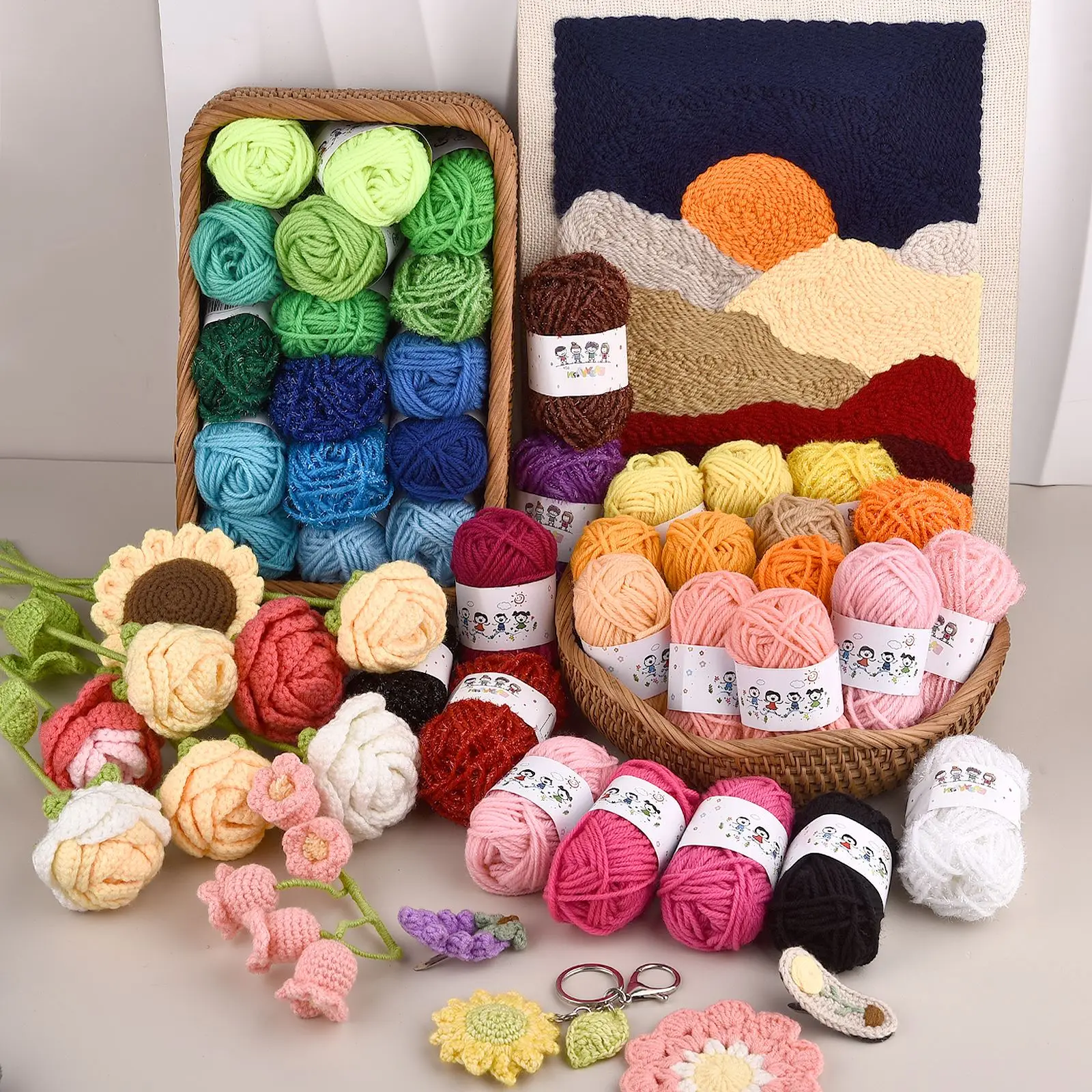 12Color Set Kids DIY Knitting Crochet Yarns Colorful Material For Needlework Sewing Hand Crafting Wool Ball Hat Dolls Soft Sewin