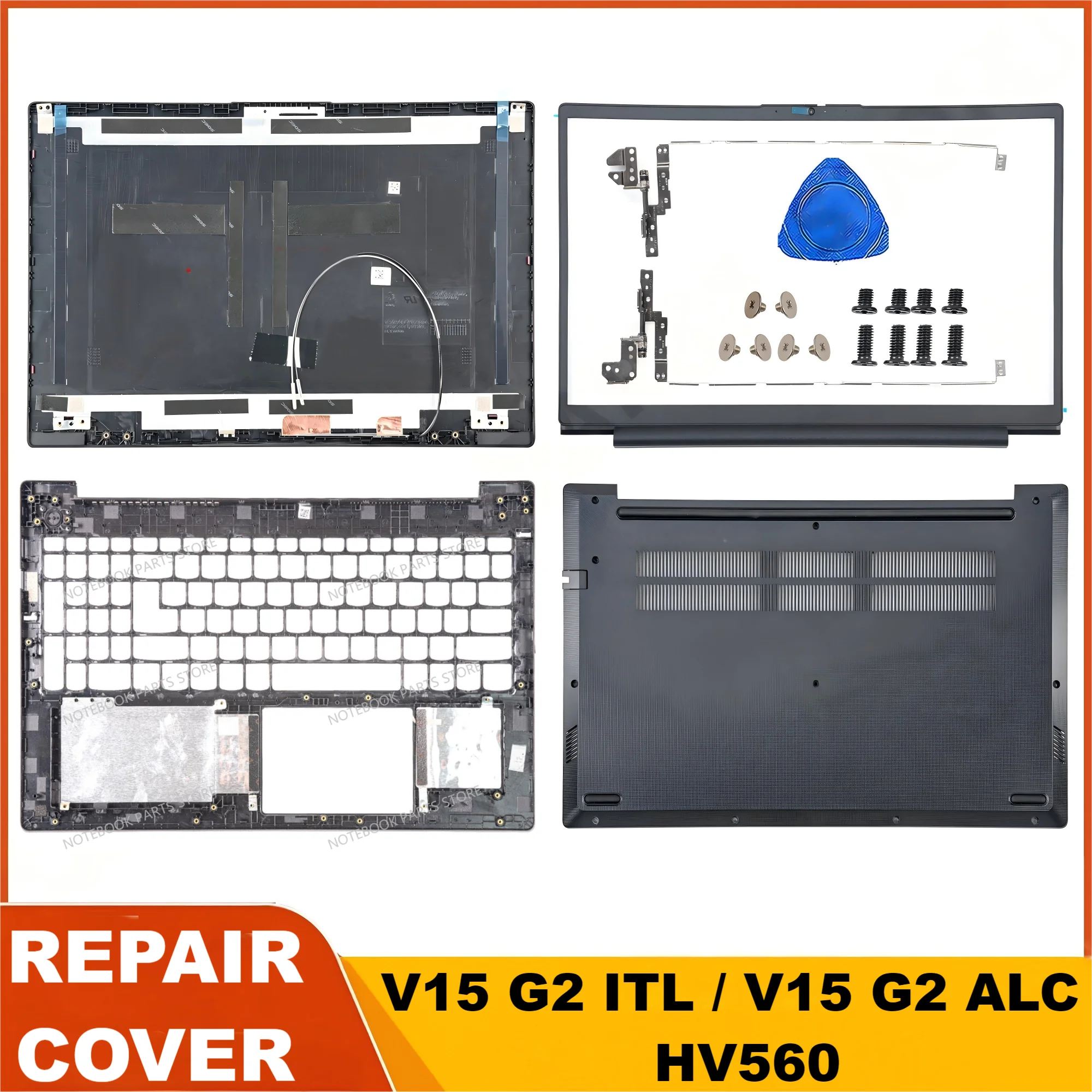 

Part For V15 G2 ITL V15 G2 ALC LCD Back Cover Bezel Palmrest Bottom Hinges Laptop Housing Replace Black 15.6 In