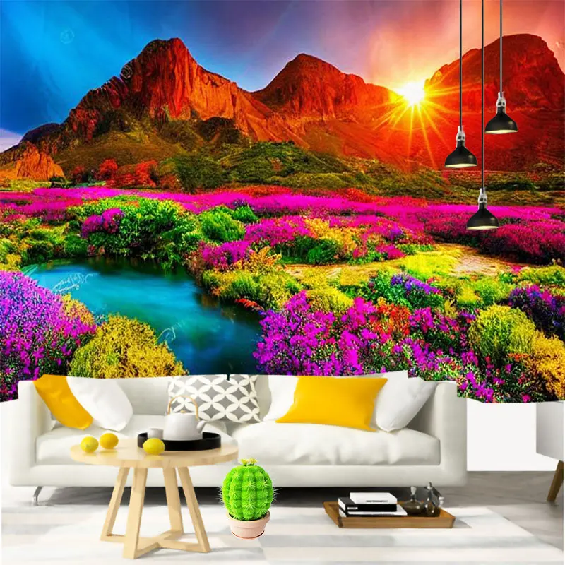 Floral Home decoration Wall tapestry stump room Landscape wall hanging Waterfall And Treedecor vintage Bedroom