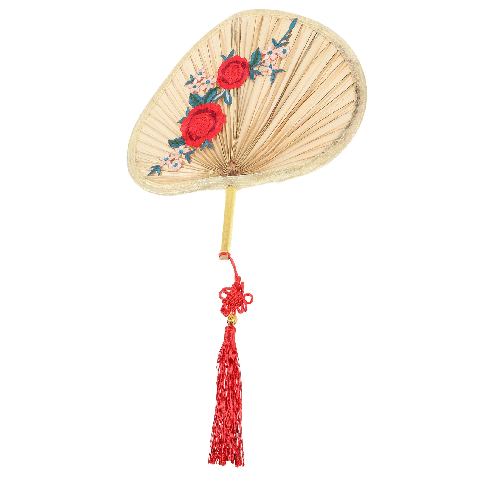 Abanico de hoja de palma tejido a mano, estilo chino, patrón de flor de ciruelo, ventilador de mano de refrigeración Natural, decoración del hogar de verano, abanicos de mano chinos