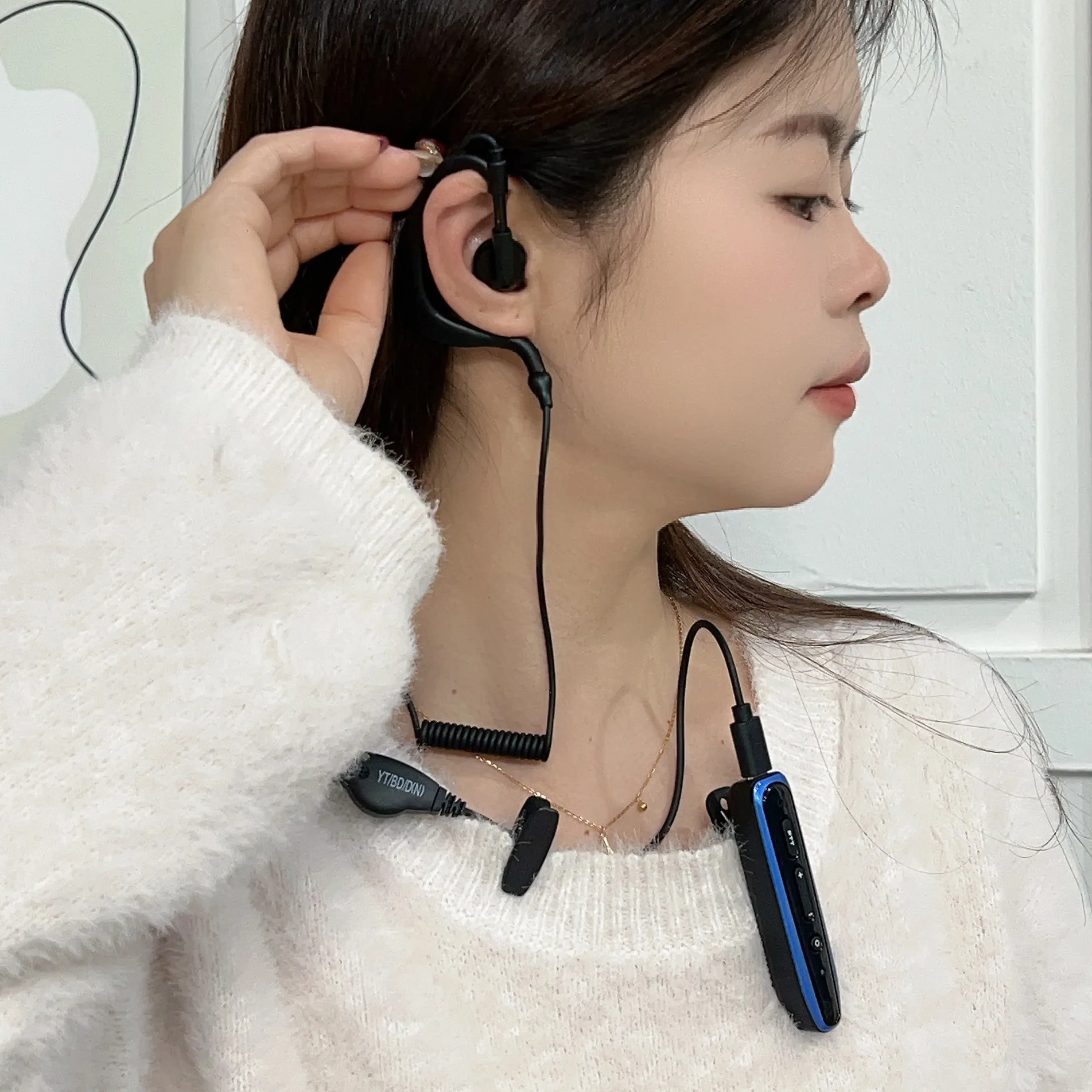 Mini walkietalkie voor restaurants, hotels, kapsalons, schoonheidssalons, obers met hoofdtelefoon walkietalkie 16 kanalen