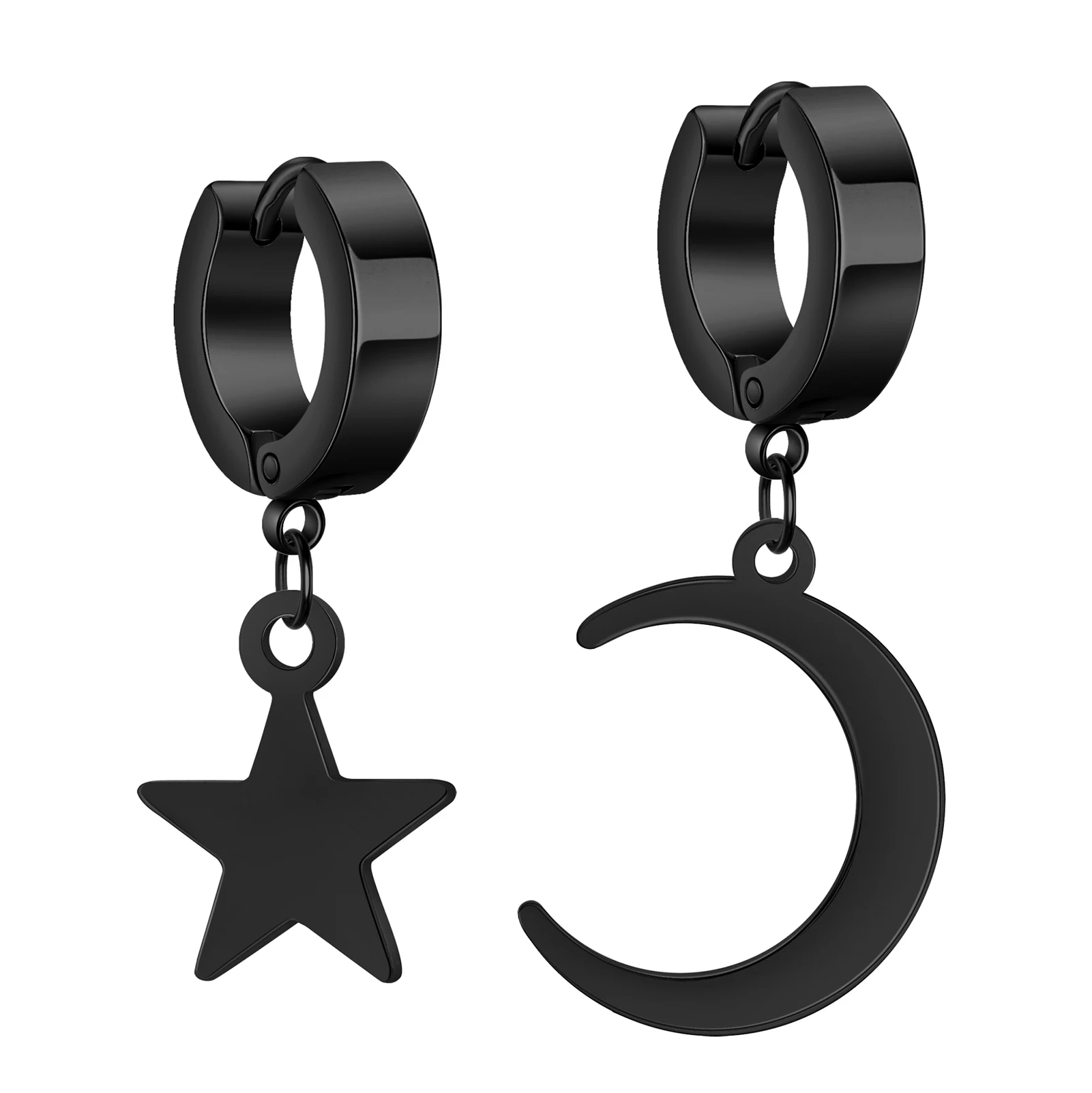 Kkjoy Edelstahl Neue Design Kette Hoop Ohrring Für Frauen Hohl Solide Stern Mond Anhänger Knorpel Ohrring Piercing Schmuck – Detail 40