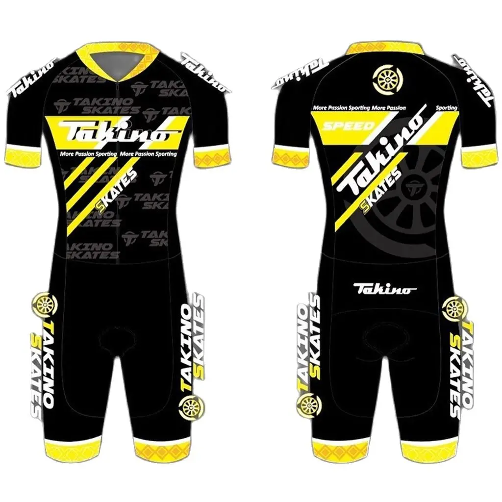 2022 Summer Takino Racing New Skinsuit Speedsuit Roller Skates Apparel Short Sleeve Lycra Tights Sportswear Pro Team Trisuit