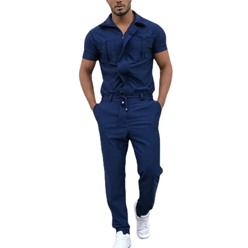 Mono holgado De una pieza para Hombre, traje informal De manga corta a la moda, Ropa De calle, novedad