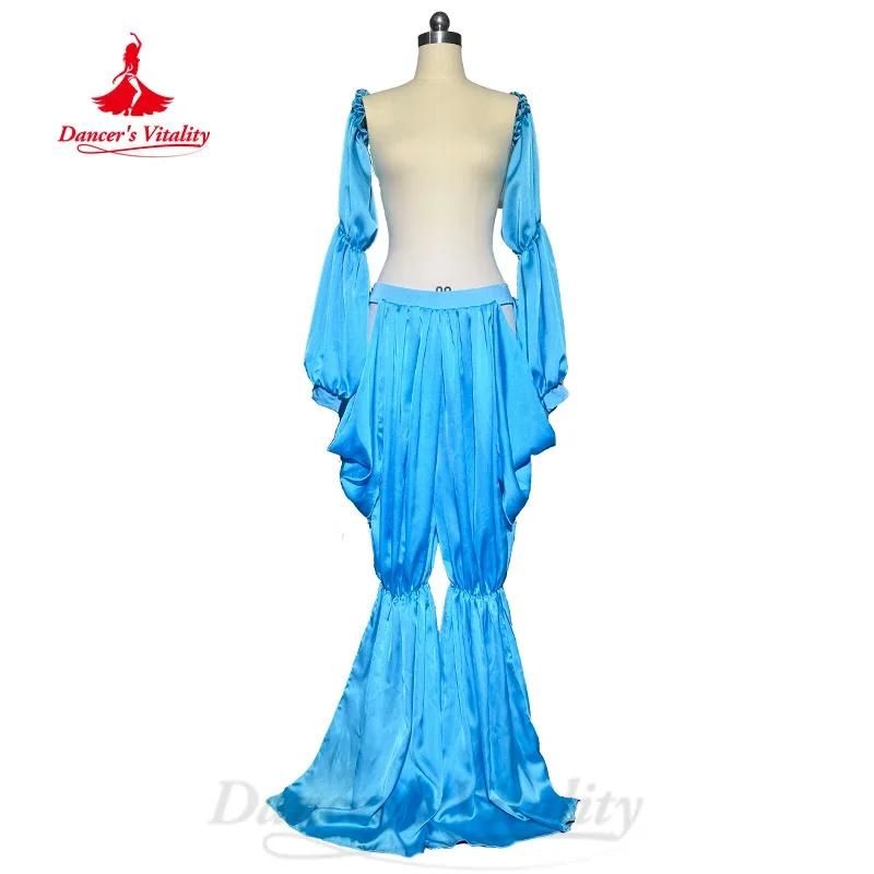 Belly Dance Costumes High Grade Satin Pants+Sleeves 2pcs Adults and Children Customized Oriental Belly Dancing Practice Trousers