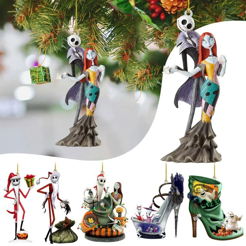 Disney Anime pesadilla antes de Navidad Jack Skellington decoración de árbol de Navidad accesorios para fiesta periferia adorno de moda