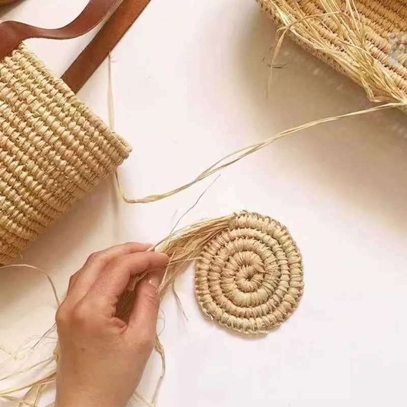 Washable Raffia Straw Thin Thread Hand-Woven Bag Summer Knitted Hat Hook Crochet Line DIY Women's Bag Materials TJ20518