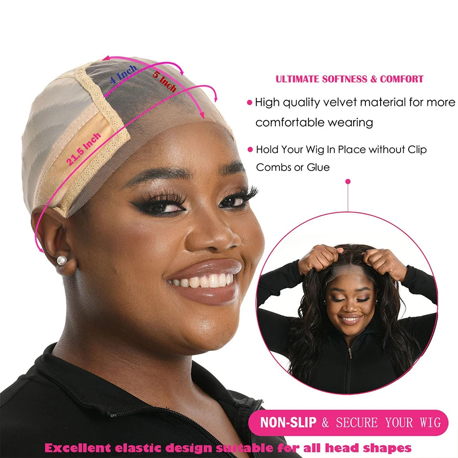 2025 novo boné de peruca de renda com faixa de aperto para manter perucas no lugar, renda transparente mais ampla 4x5 para peruca frontal de renda