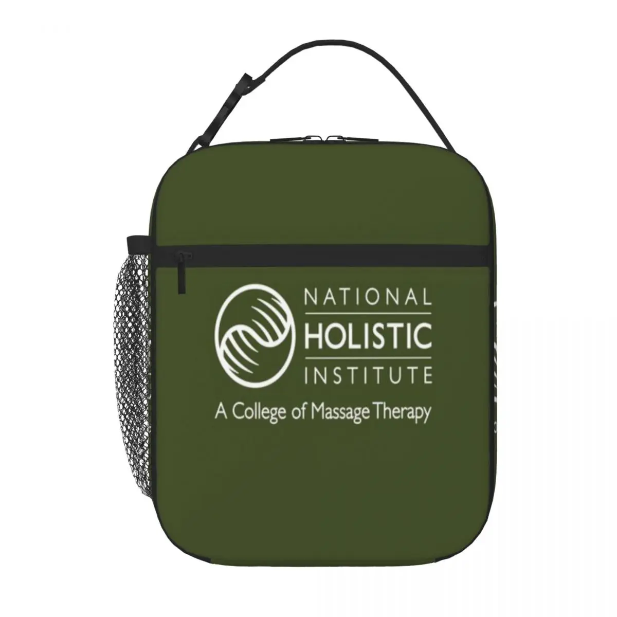 Bestselling National Holistic Institute Logo White Stitched Detail Cooler Lunch Bag Festival Outing Adjustable Strap Lunch Bag
