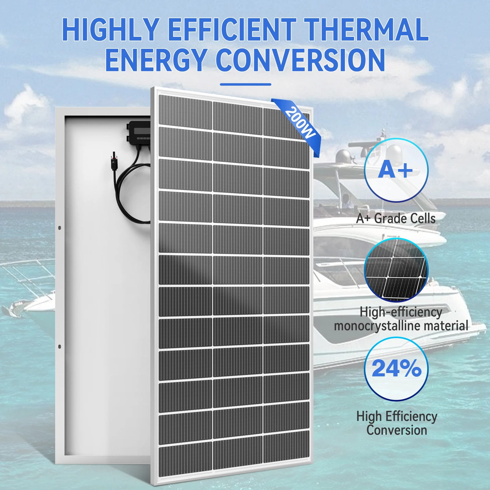 WERCHTAY 200 واط لوحة طاقة شمسية 12 فولت لوحة طاقة شمسية أحادية البلورية 18BB خلايا وحدة عالية الكفاءة RV مركبة بحرية قافلة خارج الشبكة
