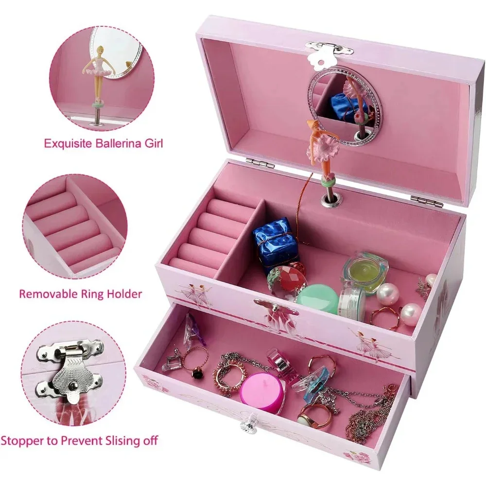 Dance Ballet Girl Music Box Jewelry Storage Box Holder Vintage Music Boxes Room Decoration Kids Birthday Christmas Gift