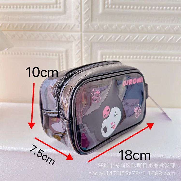 Sanrio hello kitty PVC waterproof makeup bag, wash bag, transparent macaron jelly bag, makeup bag storage