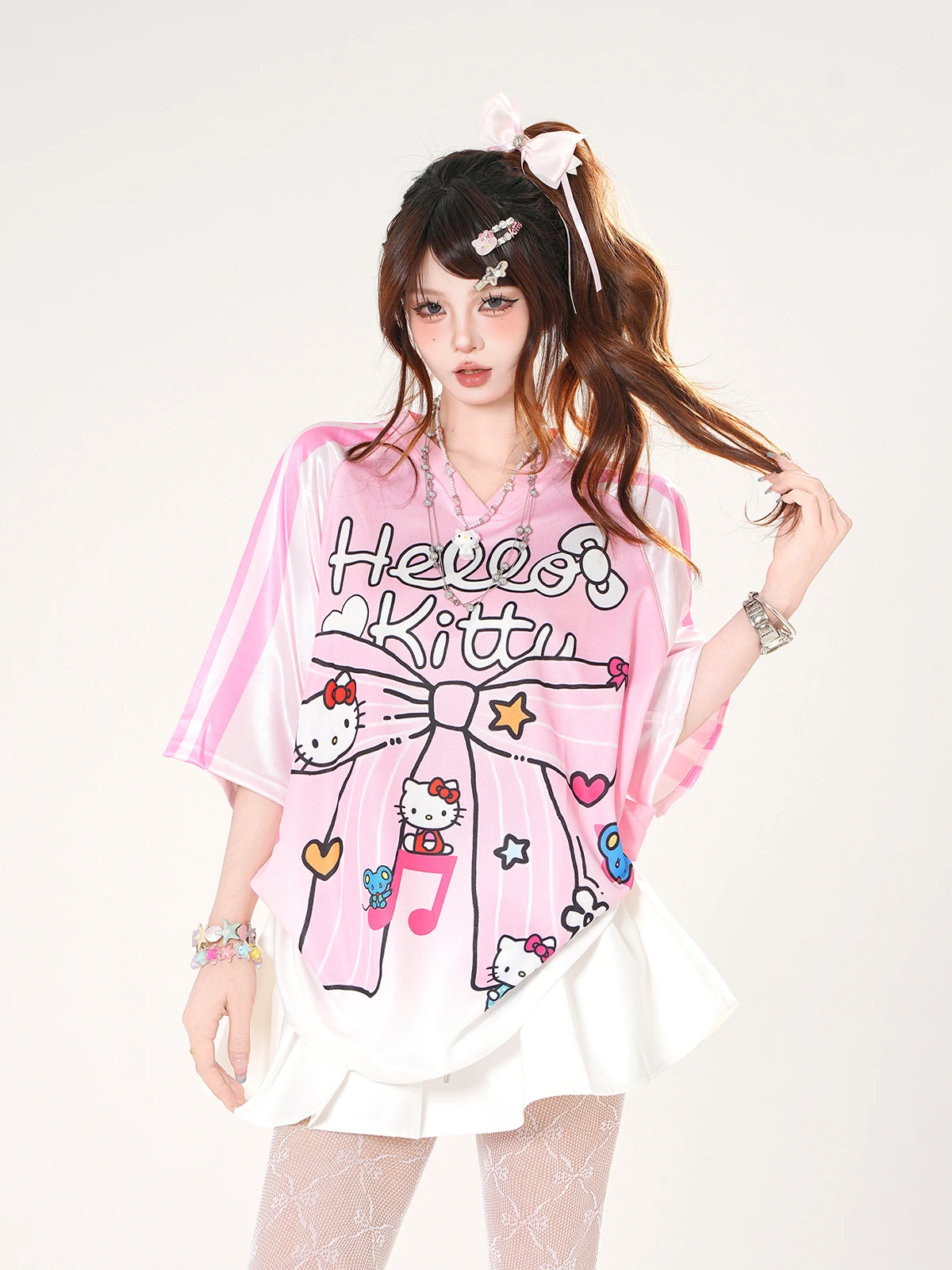 

Kit Sweet Dr Kit 5 Cute Sle Loose Fit T-irt Creative Cartoon Print round Ne ort Sve Summer Top