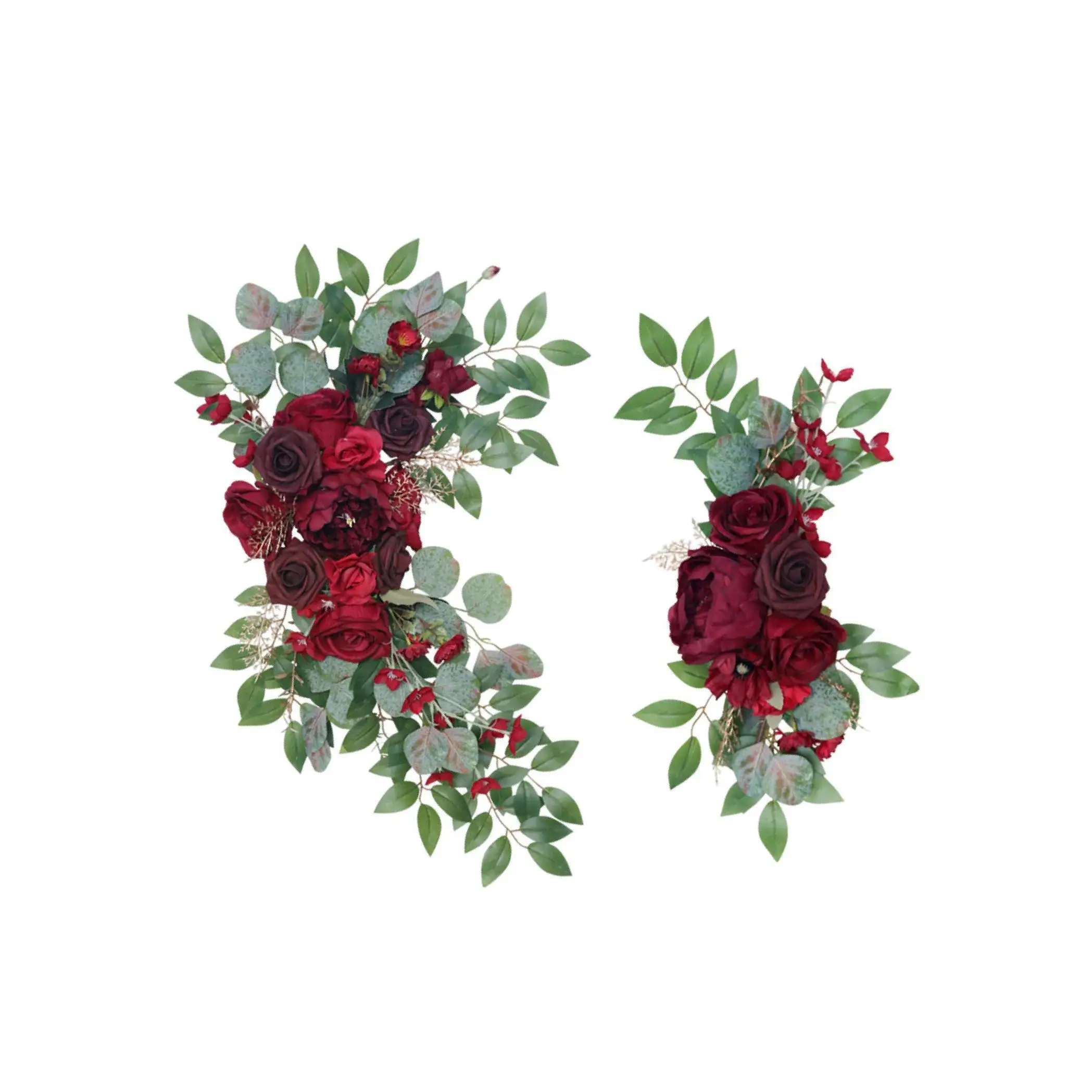 

2Pcs Arch Flowers Decoration Wine Red for Wedding Door Wall Exhibition