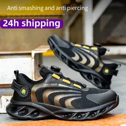 Fashion Safety Shoes Men Anti-Smash Steel Toe Cap Puncture Proof Indestructible Boots Lightweight Breathable Sneaker Work Shoes