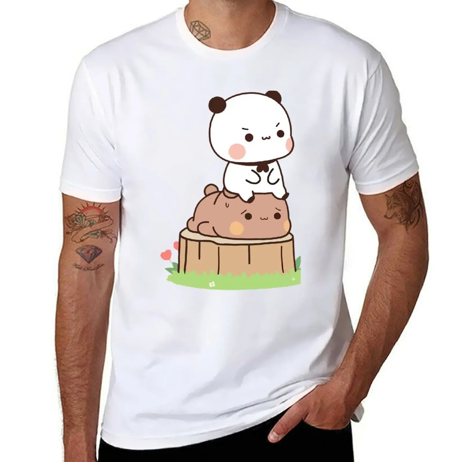 

PANDA BEAR HUGS LOVE T-Shirt Fashion Casual Short Sleeve T-Shirt