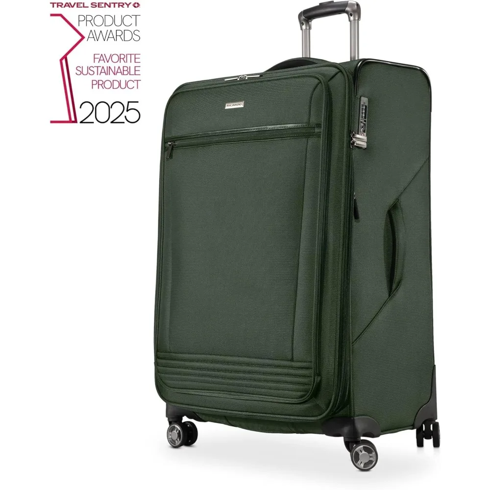 Eco-Friendly Medium Check-In Luggage Crafted from 100% Recycled PET Material, Lightweight and Sustainable for Travel