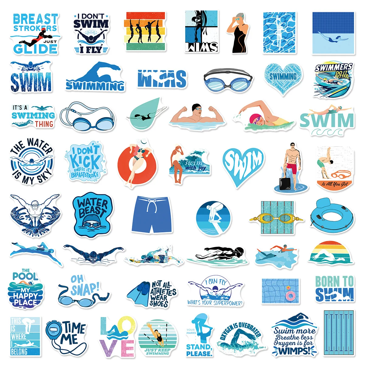 10/25/50 قطعة الكتابة على الجدران السباحة ملصقات الرياضة الكرتون DIY بها بنفسك مقاوم للماء الهاتف المحمول الغيتار حقيبة سيارة سكيت خوذة