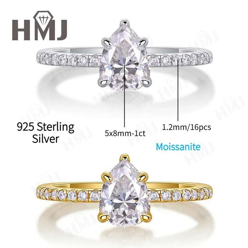 

Кольцо из стерлингового серебра S925 с муассанитом 1 карат, цвет D, чистота VVS1, грушевидная огранка, изысканные ювелирные изделия для женщин, на годовщину, свадьбу, день рождения