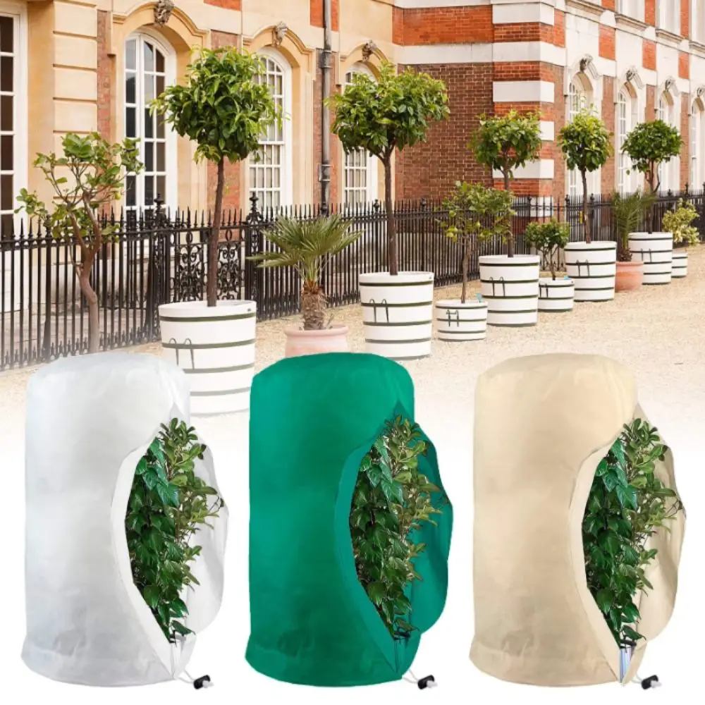 Non-Woven Fabric Plant Cover Extra Thick Breathable Plant Antifreeze Cover PE Insect Bird Netting Drawstring Closure