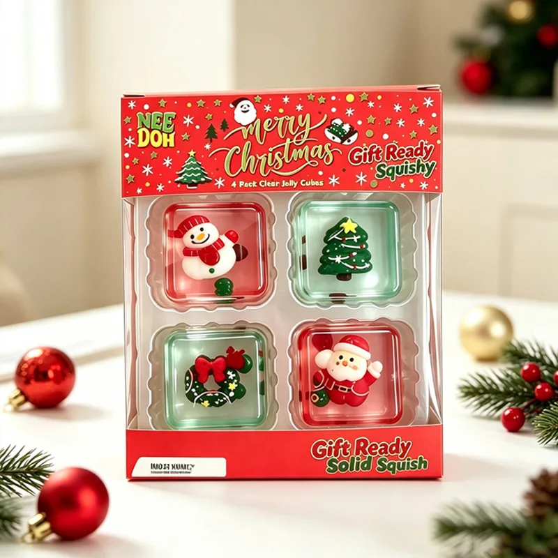 NEEDOH Mini 4-pack Set Nice Cube Stress Relief Squishy Cube Anti-Anxiety Squeeze Object Fidget Toy Holiday Gifts Set New 2026