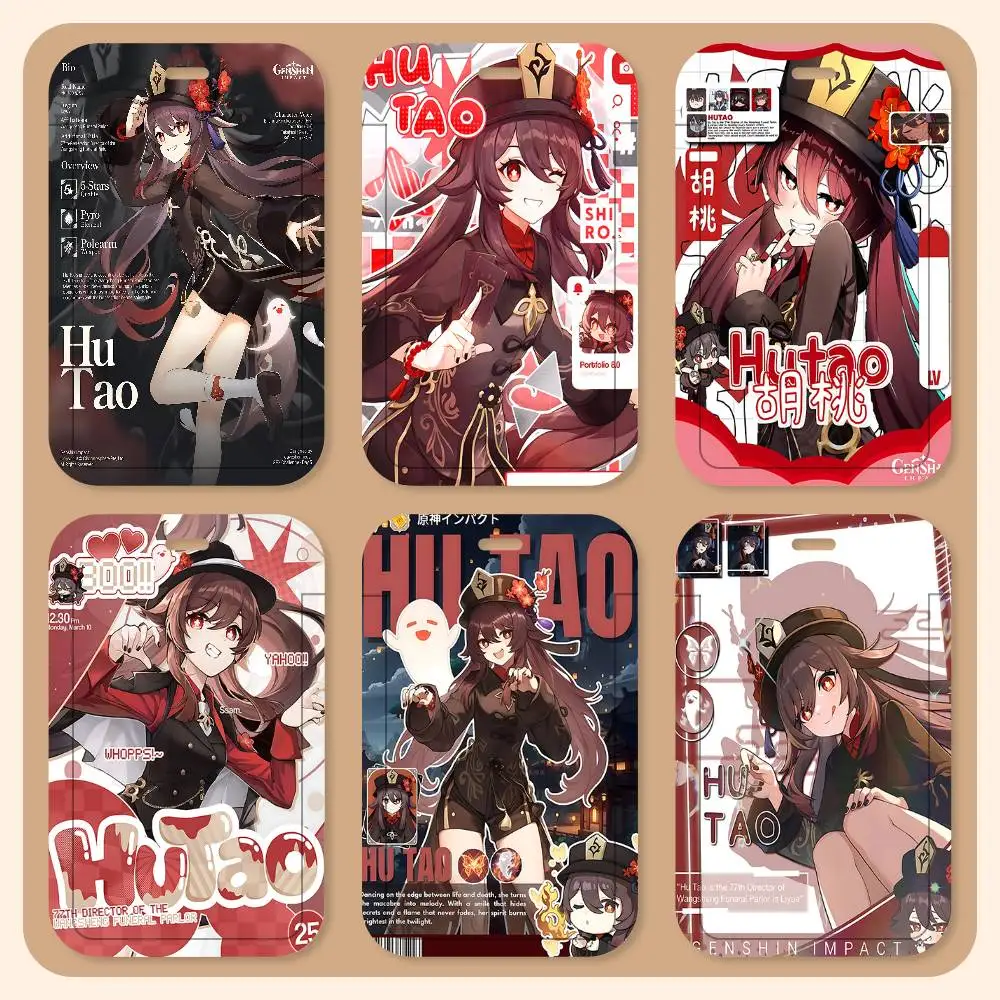 

Шнурок для ключей Genshin Impact HU Tao, держатель для карт, шейный ремешок для студенческих и пропускных карт, держатель для карт контроля доступа