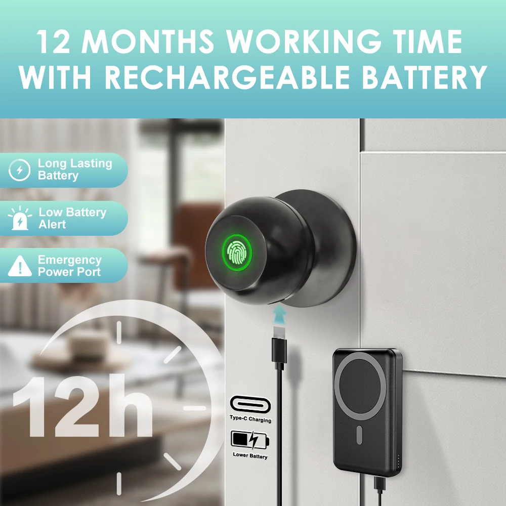 TUYA Ball Cylinder Smart Devices Smart Home Security System App Control Fingerprint Lock Pick Cylinder Wood Door Smart Lock