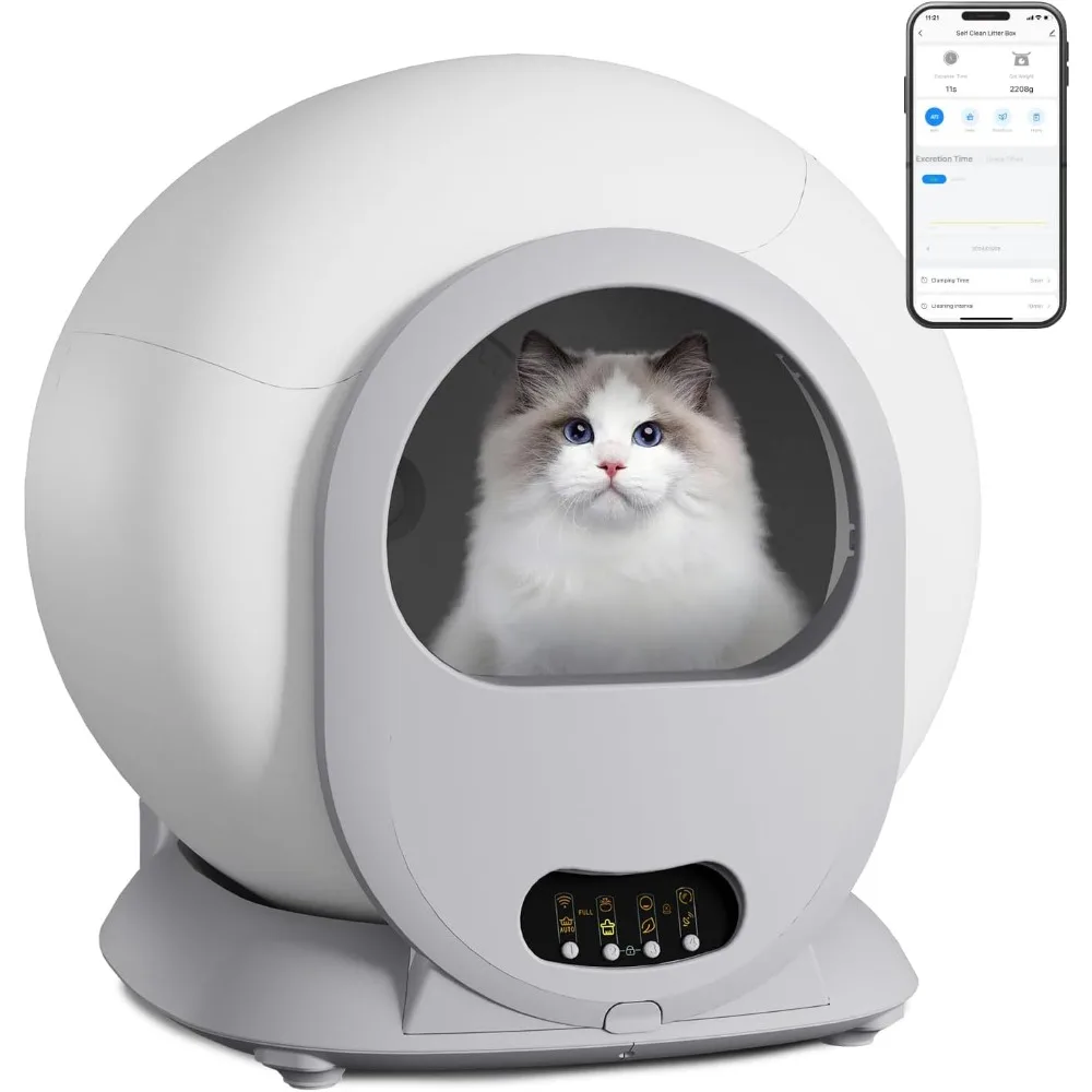 

Self Cleaning Cat Litter Box for Multiple Cats, with App Control and Odor Removal, White Self Cleaning Cats Litter Box