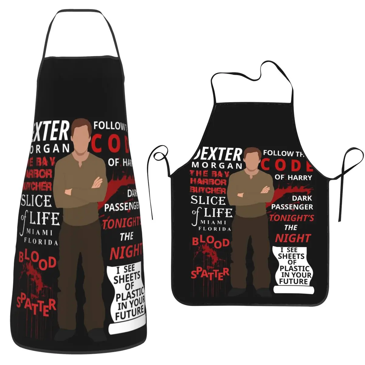 

Фартуки Dexter Morgan с фильмами, фартуки для шеф-повара, приготовления пищи, водонепроницаемый нагрудник, кухонный сарафан для чистки для женщин и мужчин, живопись