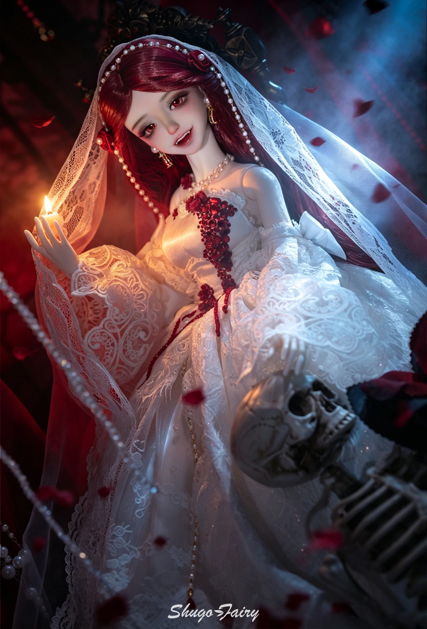 ShugaFairy Cassandra F BJD 1/4 Resin Full Set Noble Revenge Heiress Grinning Head with Wide-Brim Hat Handmade Ball Jointed Doll