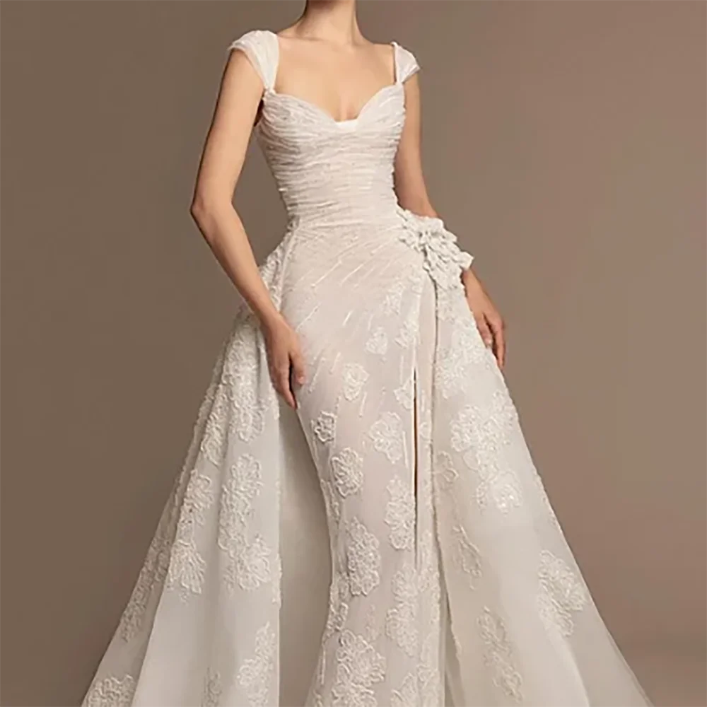 

Classic Sweetheart Appliquins Pleat Floral Mermaid Bride Wedding Dresses Bridal Gowns Customized