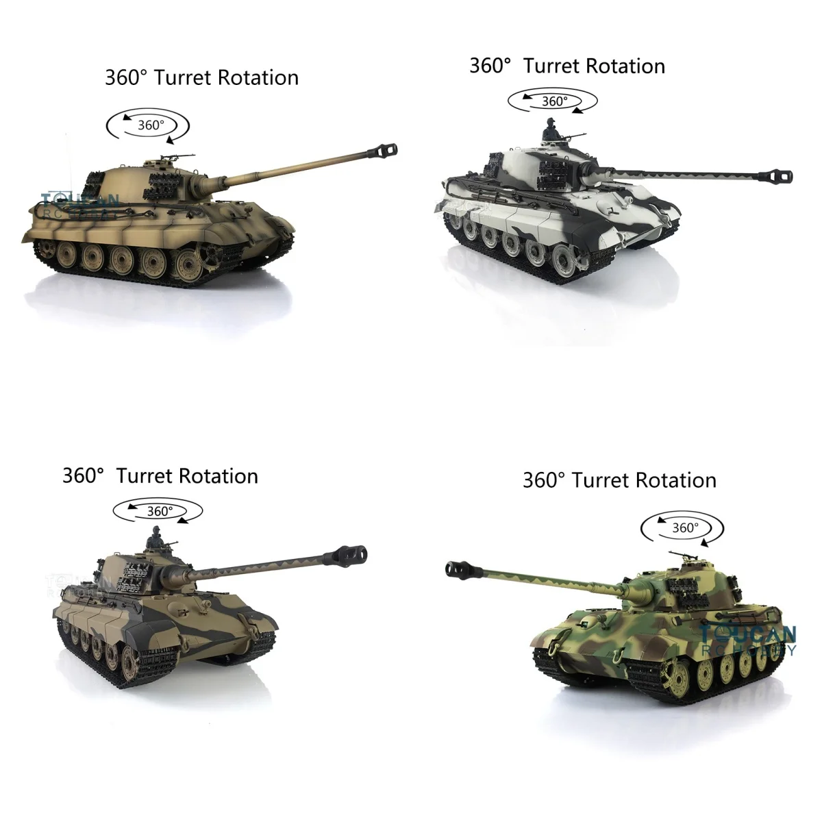 Heng Long 1/16 échelle 7.0 plastique allemand King Tiger RTR RC réservoir 3888A 360 °   Pièce de rechange pour tourelle TH17519