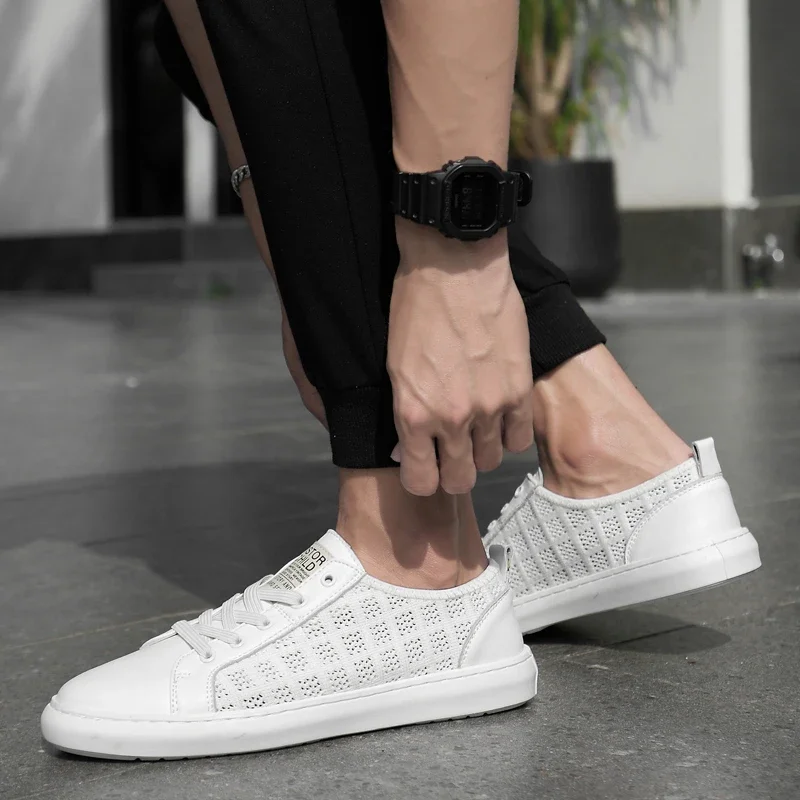 fashion mesh shoes men summer Mens Casual Shoe lace up Sneakers Breathable Comfortanle Shoes comfortable outdoor Man Shoes image 2