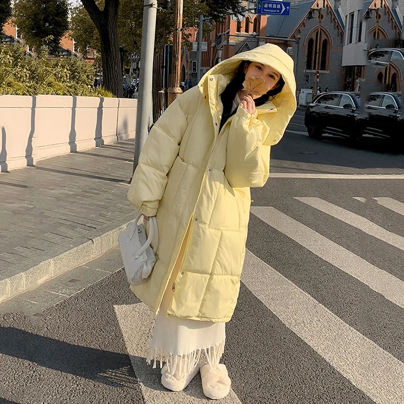 Winter Female Oversized Down Jackets Loose Warm Coats Ladies Fashion Hooded Long Jacket Down Cotton Parkas Women Padded Jacket